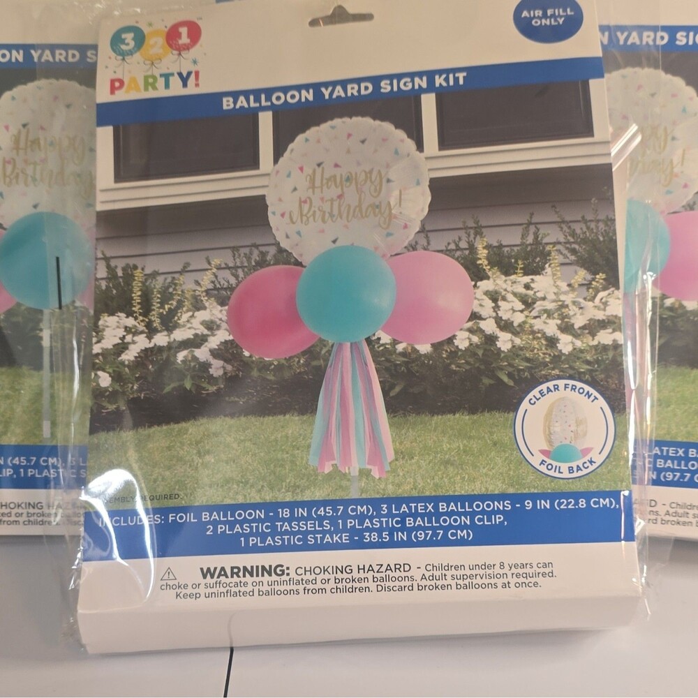 B9 321 Party! Happy Birthday Balloon Yard Sign Kit, Foil & Latex, Multicolor